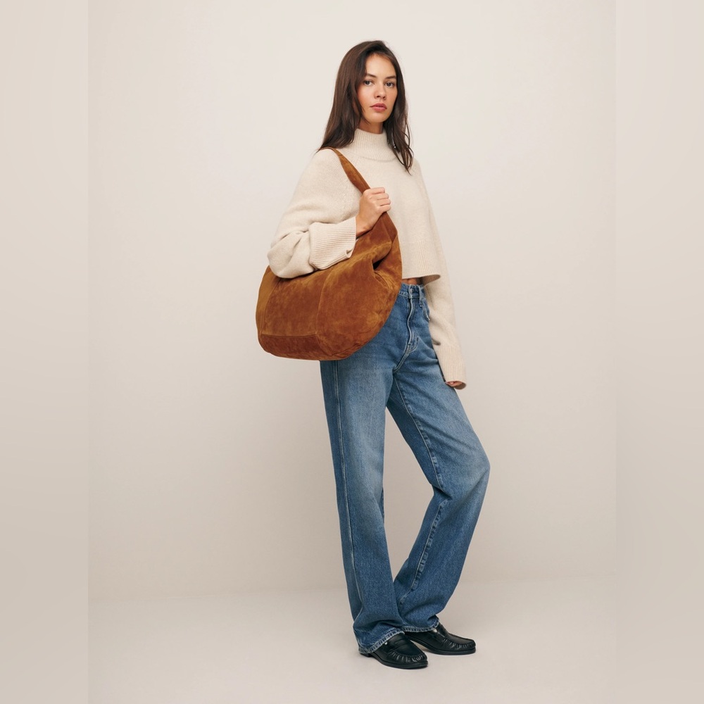 Reformation Vittoria suede east west bag in couro suede